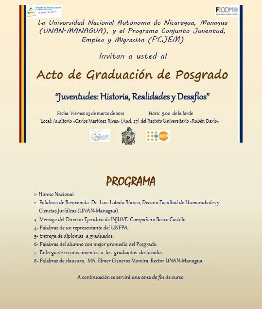 Antropología Nicaragüense: Acto de Graduación de Posgrado ...