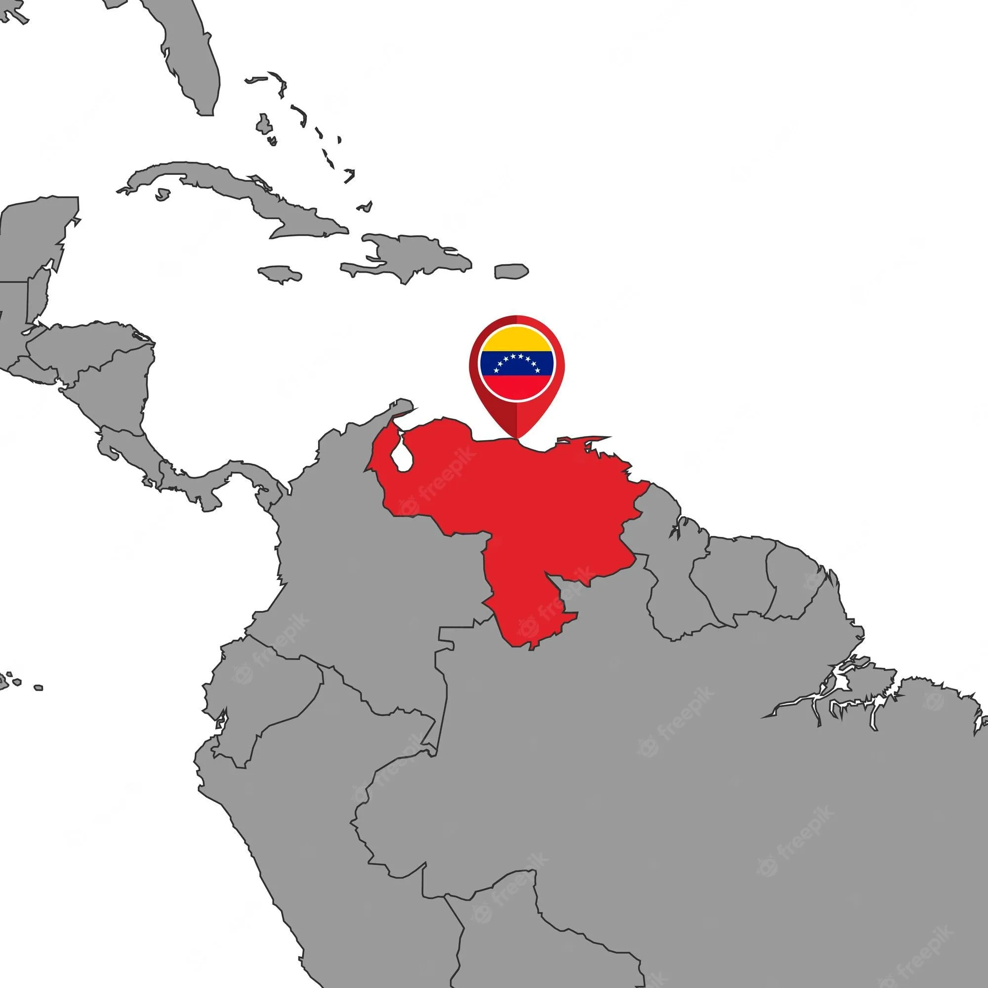 Pin mapa con la bandera de venezuela en el mapa mundial ilustración  vectorial | Vector Premium