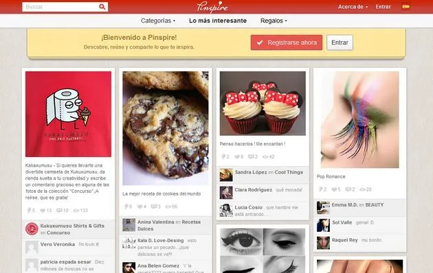 Pinspire, un clon de Pinterest en español - Soft & Apps