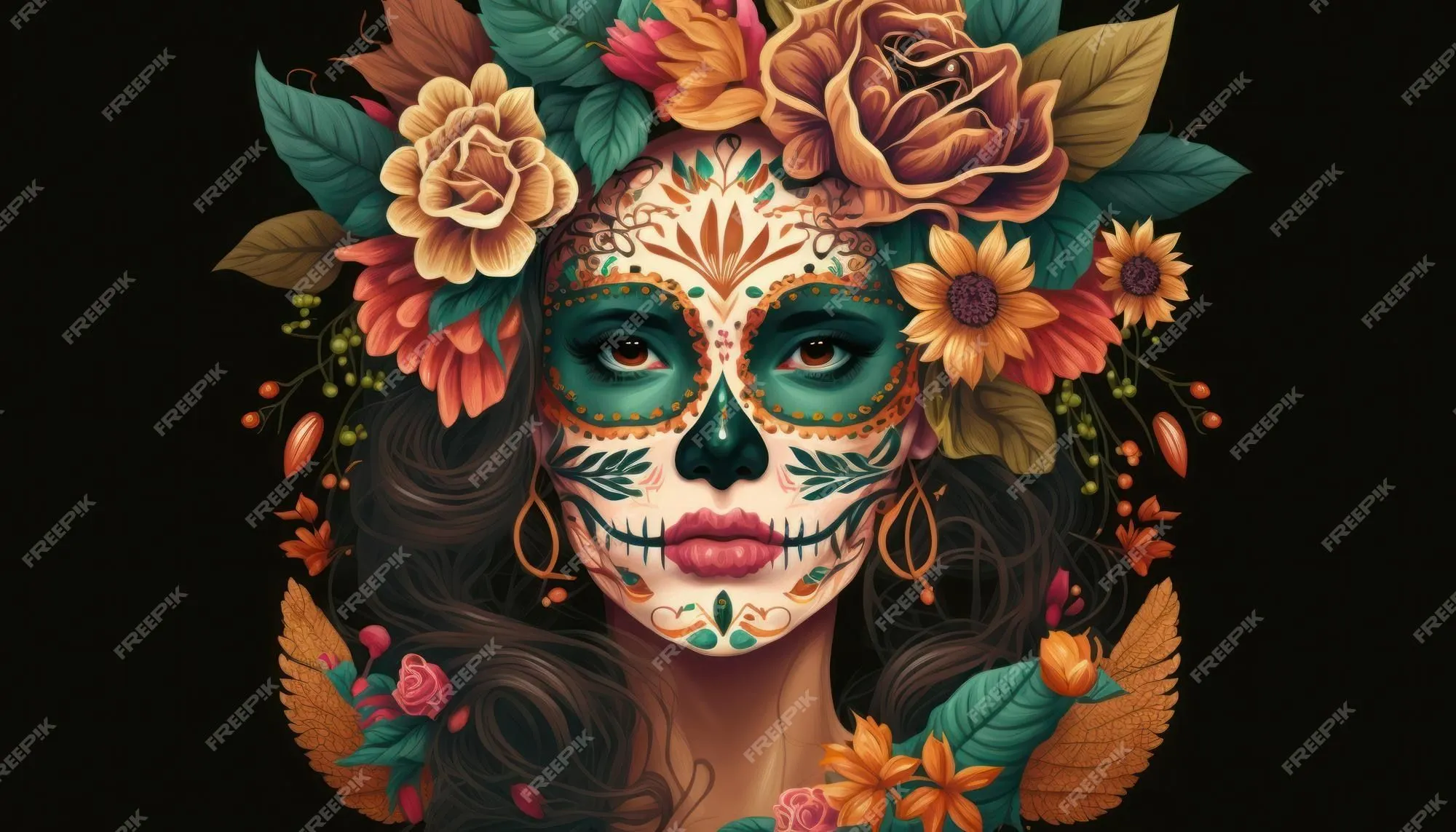 Pintacaritas dia de muerta mujer | Foto Premium