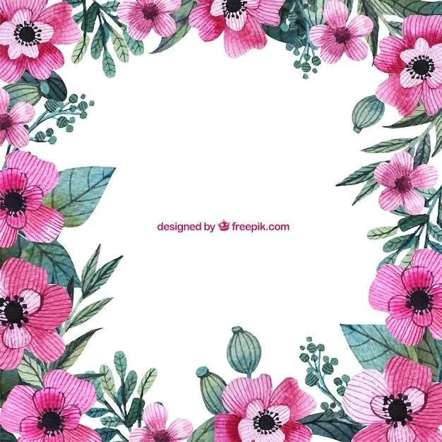 Pintado a mano marco flores de color rosa | Descargar Vectores gratis