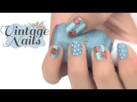 Pintado de uñas con flores Vintage - YouTube
