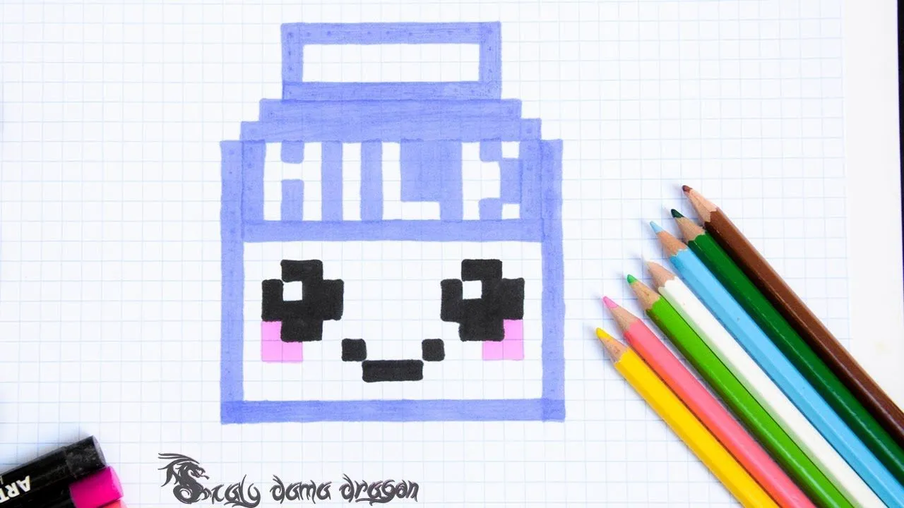 Pintando Caja de leche cuadricula / Milk kawaii Pixel art - YouTube