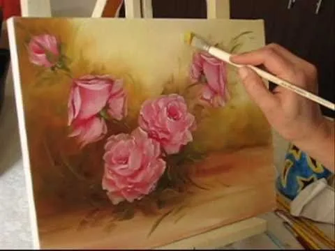 Pintando Rosas - Parte 4 - Óleo sobre tela por Shirley Sbeghen ...