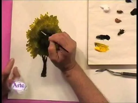 Cómo pintar árboles y follajes al óleo - YouTube
