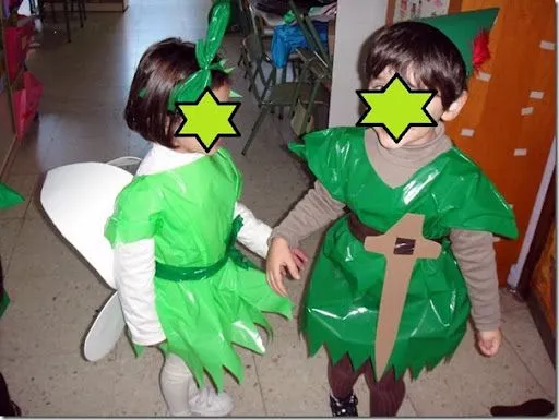 Disfraz bolsa de basura de Campanita y Peter Pan | pintar y jugar