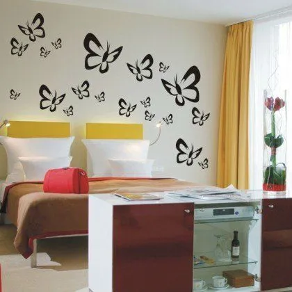 Mariposas pintadas en paredes - Imagui
