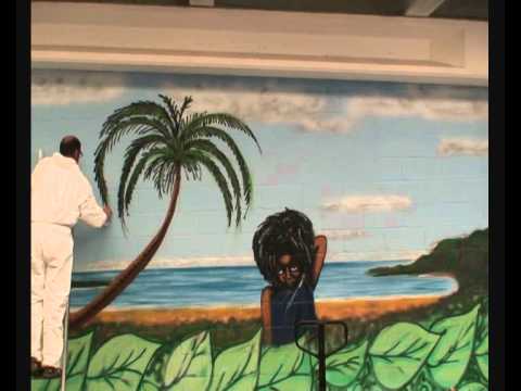 como pintar palmera ,graffiti decoración Emilio de Bilbao - YouTube