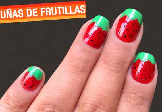Cómo pintar frutillas en tus uñas | Decoración de Uñas - Manicura ...