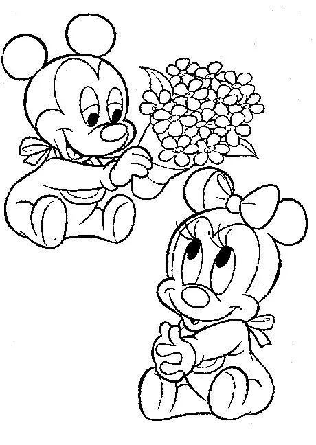 Mickey y Minnie enamorados besandose para colorear - Imagui