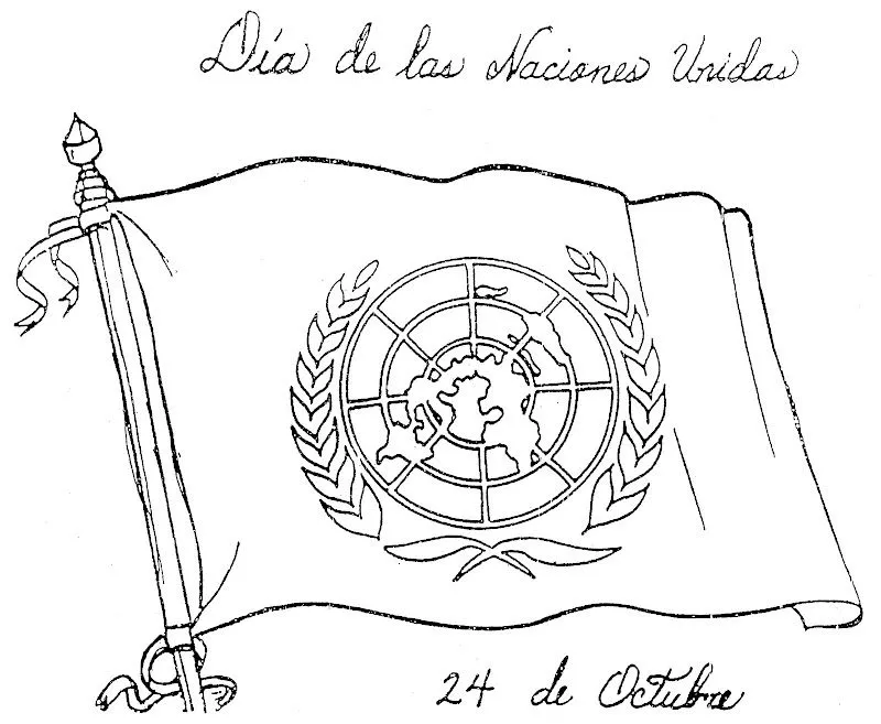 Pinto Dibujos: Bandera de la ONU para colorear
