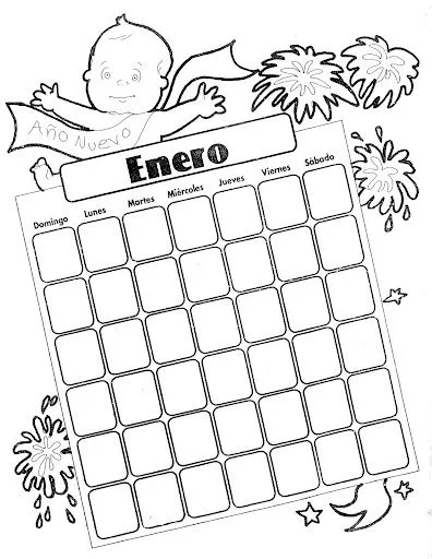 Pinto Dibujos: Calendario Enero para colorear Pinto Dibujos: Calendario Enero para colorear