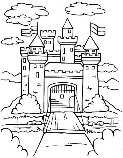Pinto Dibujos: Castillo medieval para colorear