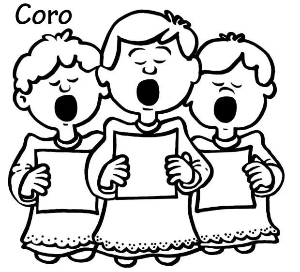 Pinto Dibujos: Coro cantando villancicos para colorear