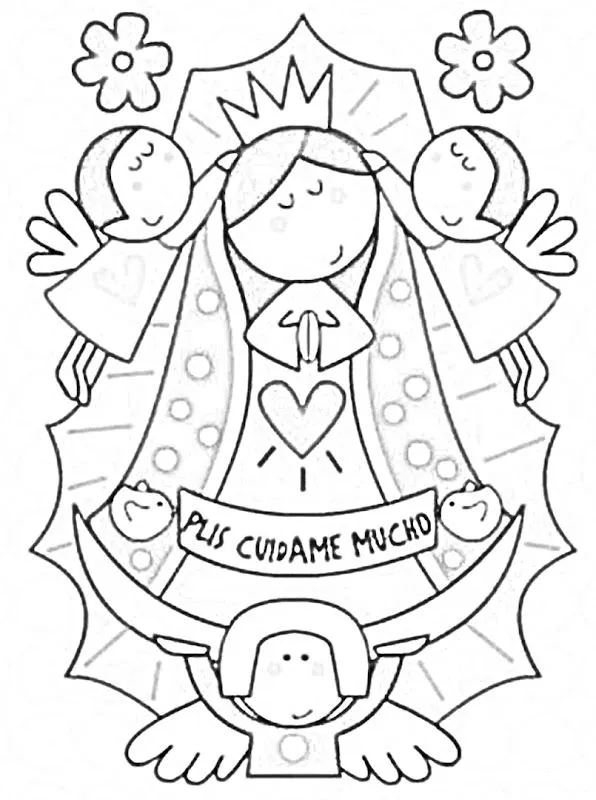 Virgen de Guadalupe animado para colorear - Imagui