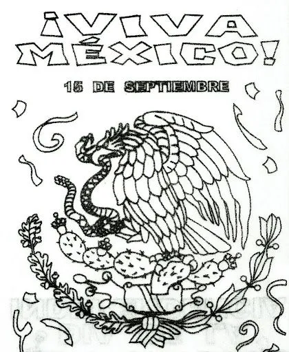 Pinto Dibujos: Escudo Mexicano - Viva México para colorear