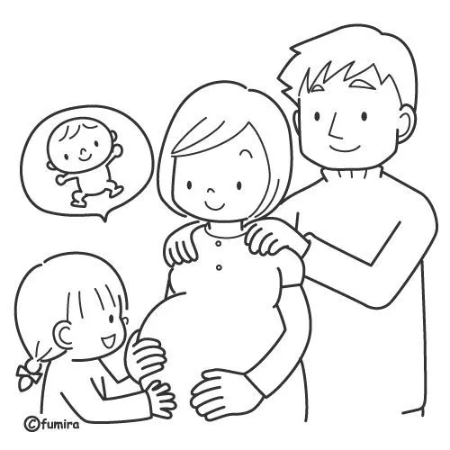 Pinto Dibujos: Familia esperando a nuevo bebé
