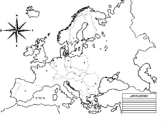 Pinto Dibujos: Mapa de Europa sin nombres para colorear