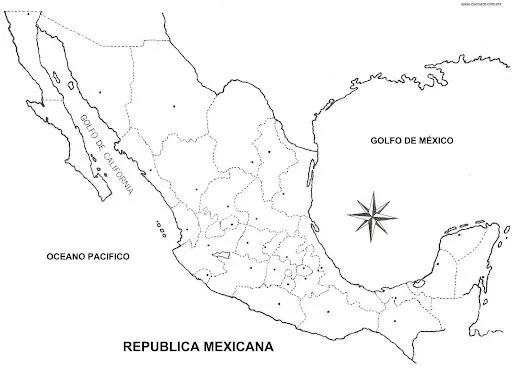 Pinto Dibujos: Mapa de México con división política para colorear