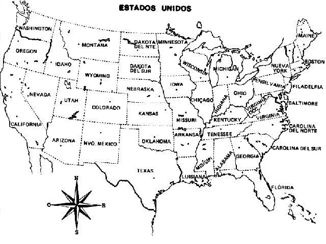 Pinto Dibujos: Mapa de Estados Unidos con nombres para imprimir Pinto Dibujos: Mapa de Estados Unidos con nombres para imprimir