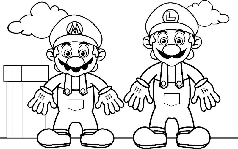 Pinto Dibujos: Mario y Luigi para colorear