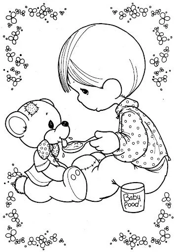 Pinto Dibujos: Niño y mascota precious moments para colorear