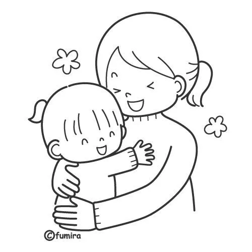 Mom huging daugther free coloring pages | Coloring Pages