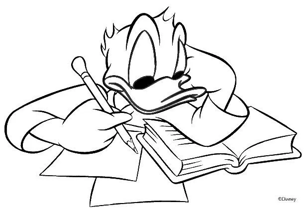 Pinto Dibujos: Pato Donald estudiando para colorear – dibujos disney