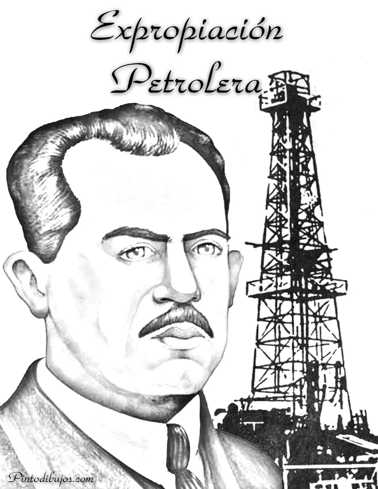 Pinto Dibujos: Torre petrolera, expropiación petrolera para colorear