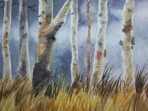 Pintura a la Acuarela . Bosque de Arboles (Por Pasos) - YouTube