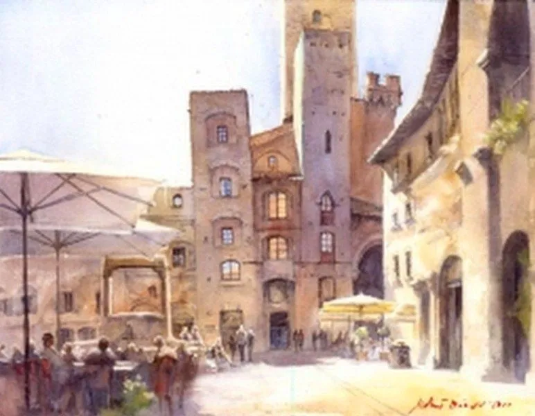 Pintura en acuarela de ciudad | Arte Pinturas al Óleo Pintura en acuarela de ciudad | Arte Pinturas al Óleo