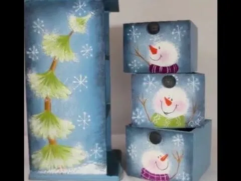 Pintura decorativa, muñecos de nieve y pinos de navidad. - YouTube