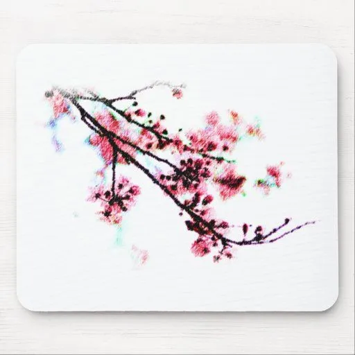 Pintura de la flor de cerezo alfombrillas de raton de Zazzle.
