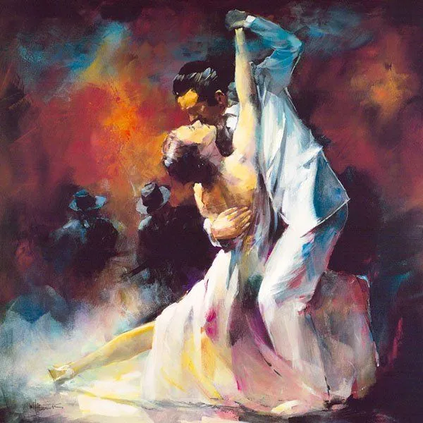 Pintura en lienzo de una pareja bailando