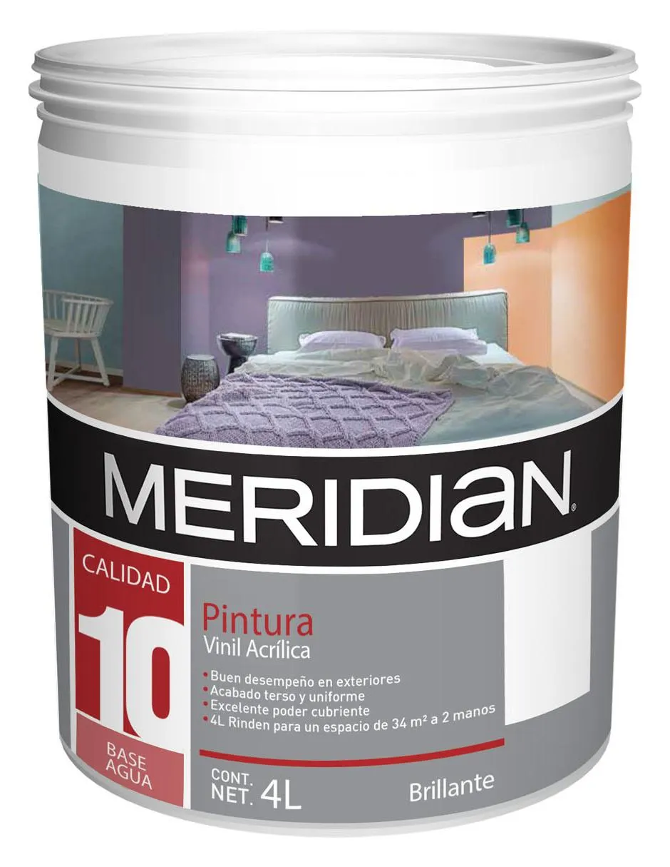 Pintura Meridian Premier calidad 10 color blanco mate 4 L | Liverpool