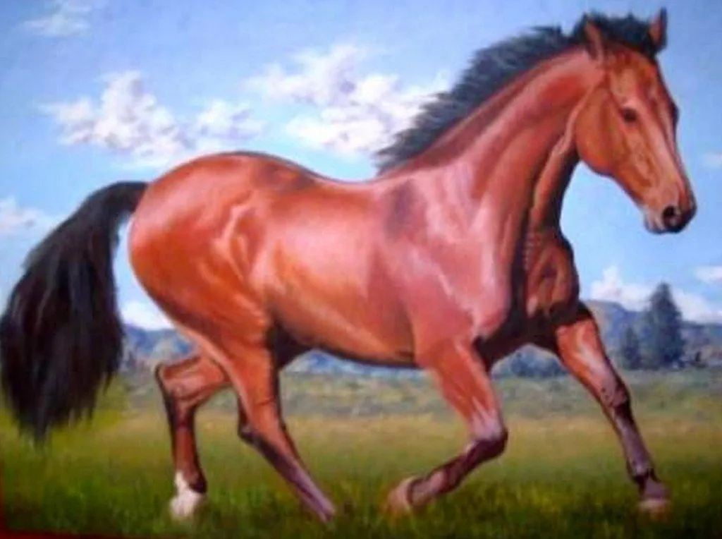 Pinturas Cuadros: Cuadros caballos en paisaje al óleo