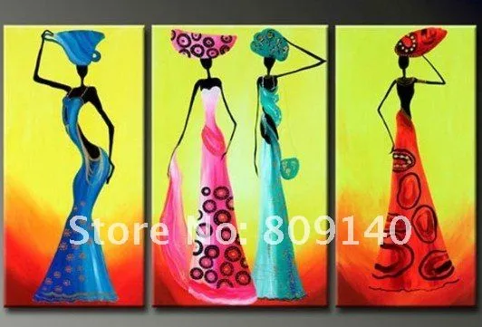 Pintura al óleo vestida mujeres africanas Dancing decorativo ...