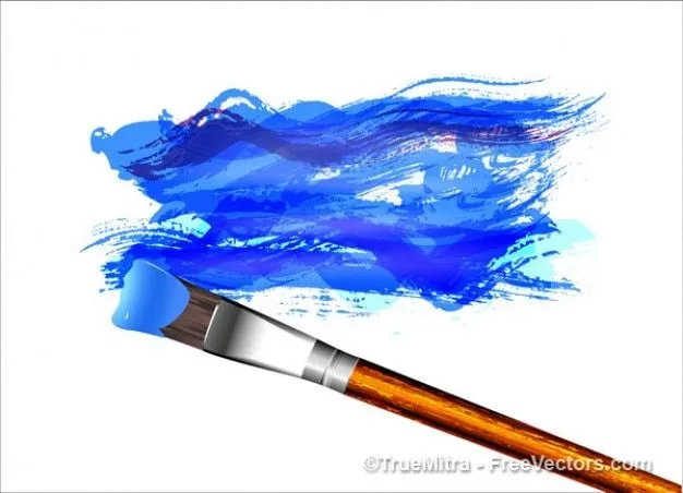 Pintura de pincel de tinta acuarela art artística trazos azules ...