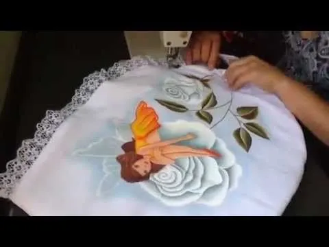 Pintura en tela como armar un juego de baño con cony - YouTube