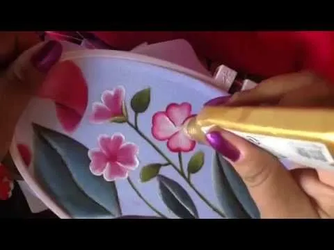 Pintura en tela cenefa de toalla florecitas # 6 con cony - YouTube