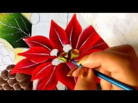 Pintura en tela piñón y pistilo tres con cony - YouTube