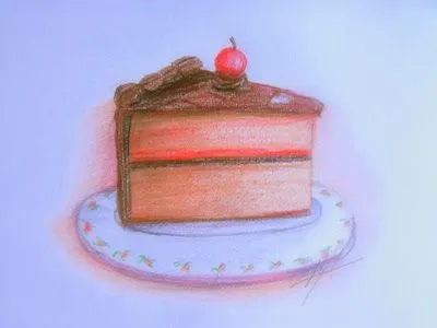  ... , es esta pintura de una torta que realice con lápices de colores