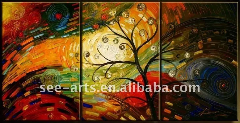 pintura al óleo abstracta moderna de los árboles - spanish.