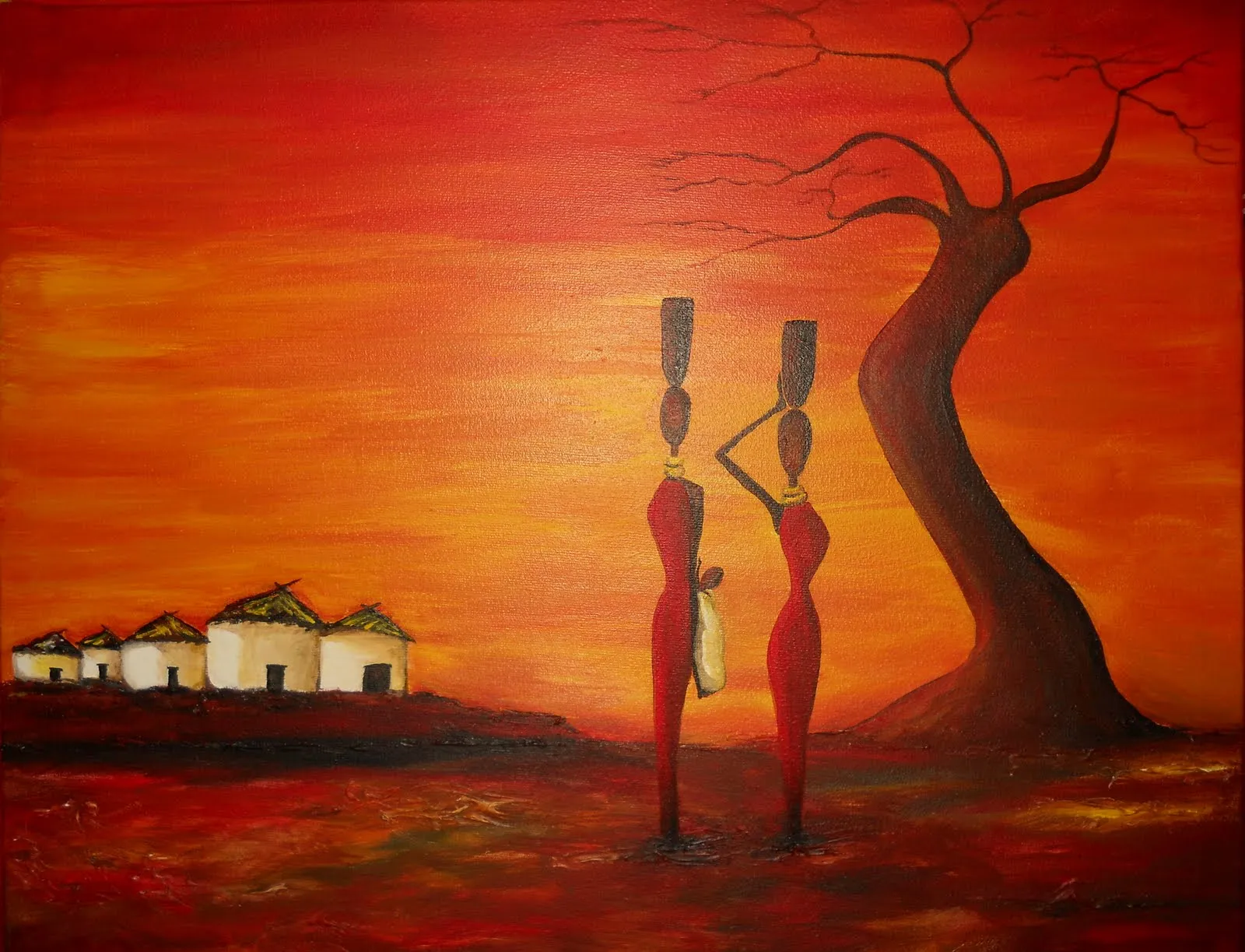 Mis pinturas: Chozas africanas
