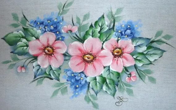 Pinturas de rosas en tecido - Imagui