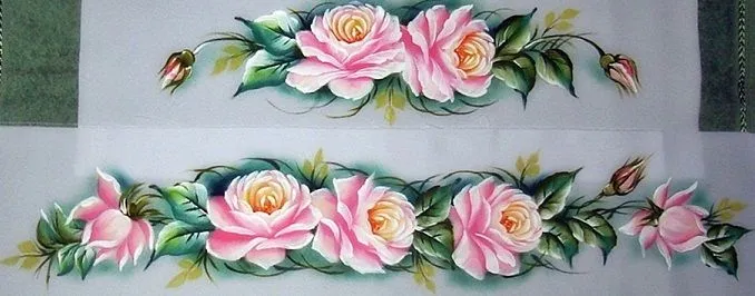 Pintura em Tecido Rosas | Branca Flor Pintura em Tecido/Fabric ...