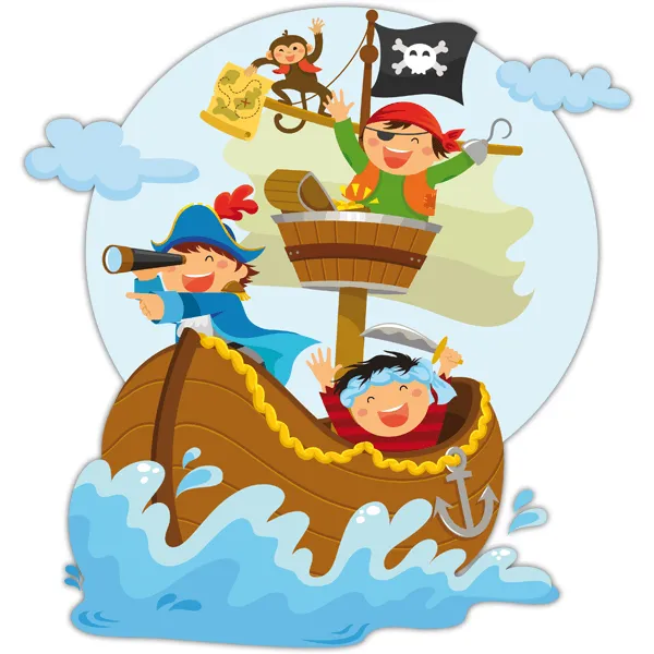 Piratas navegando en su barco