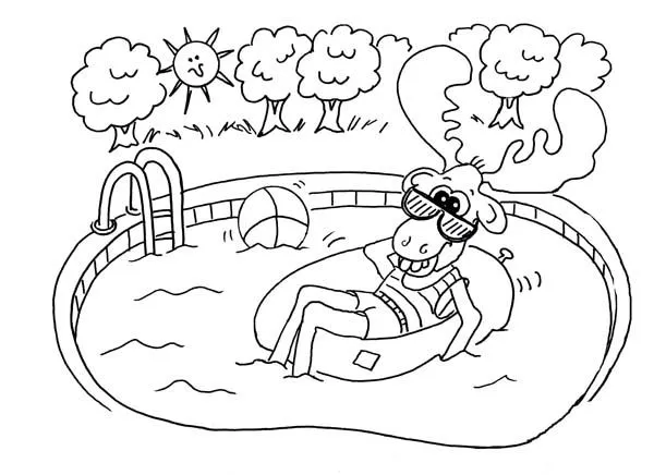 Dibujo paisaje piscina para colorear - Imagui
