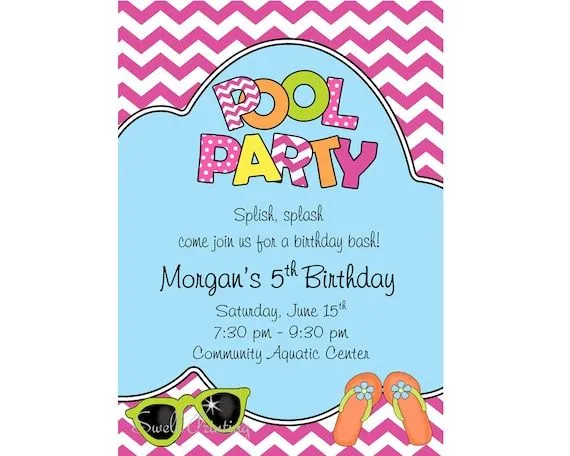 Piscina invitación fiesta piscina cumpleaños por SwellPrinting