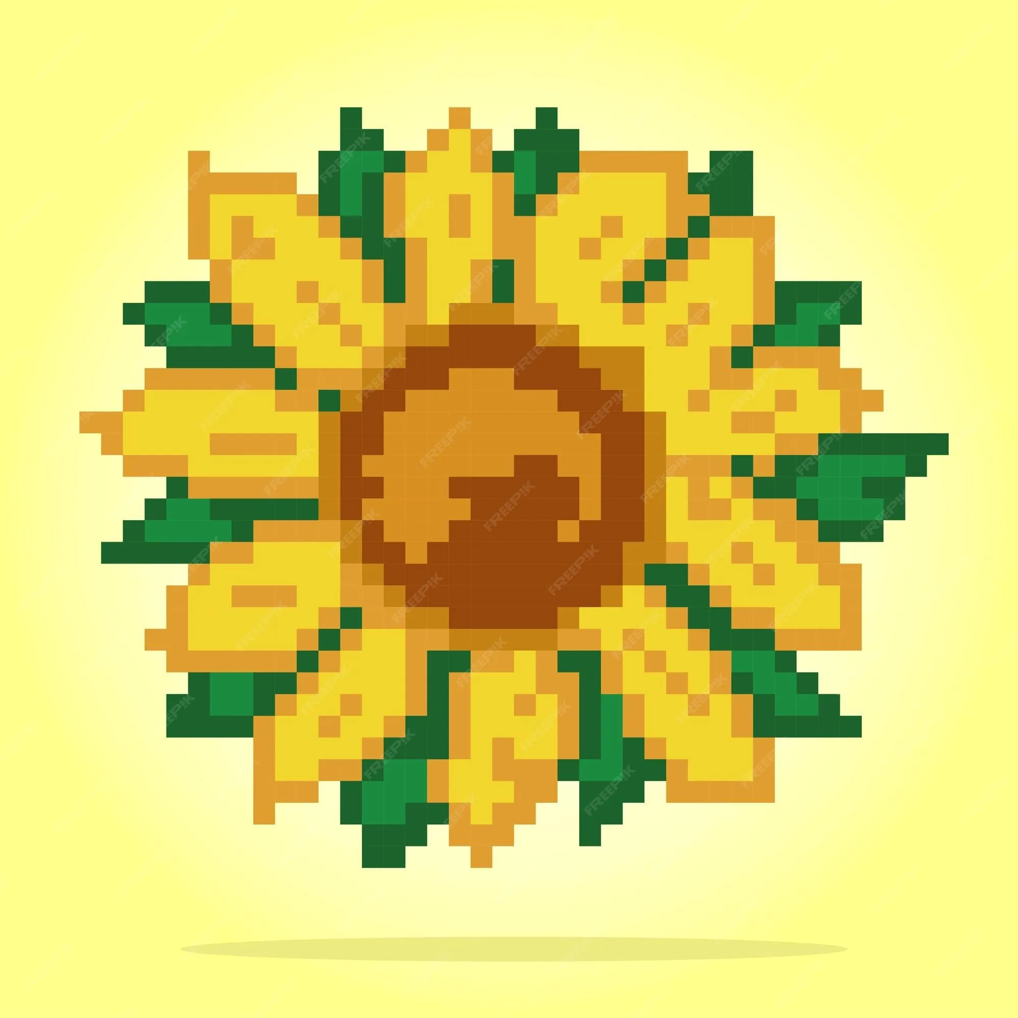 Píxel de 8 bits de píxel de planta de girasol para patrones de punto de cruz  en ilustraciones vectoriales | Vector Premium